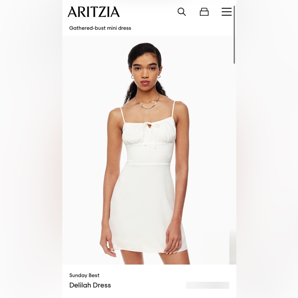 Aritzia Sunday Best Linen Delilah Dress in Slate White 2XS